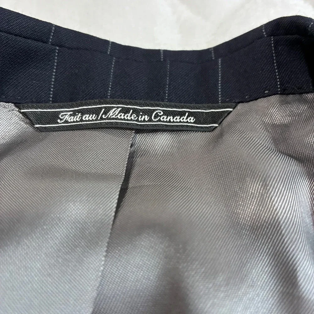 Jack Victor Von Maur Mens 42R Navy Pinstripe‎ Wool Two Button Blazer Jacket